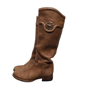Tory Burch Selma Riding Boot Womens 6 Leather Logo Quiet Luxury Designer Classic